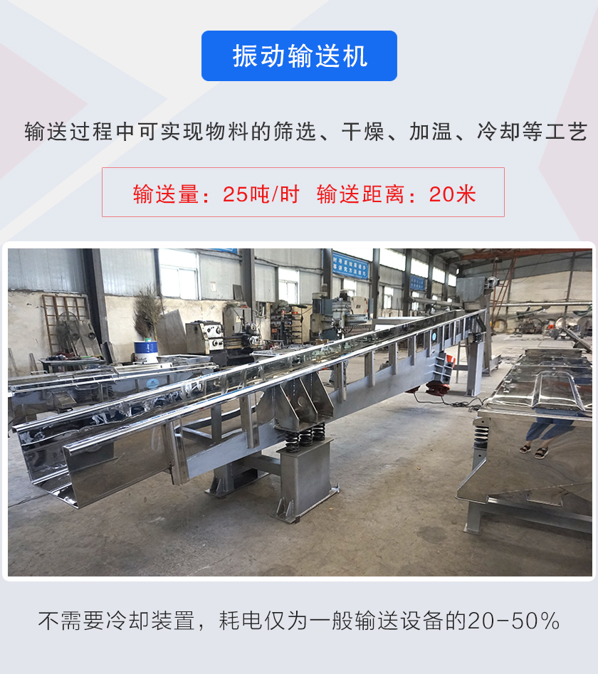 輸送過程中可實現(xiàn)物料的篩選、干燥、加溫、冷卻等工藝