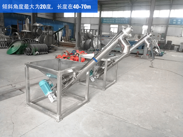 GX型絞龍輸送機(jī)傾斜角度最大為20度，長度在40-70m