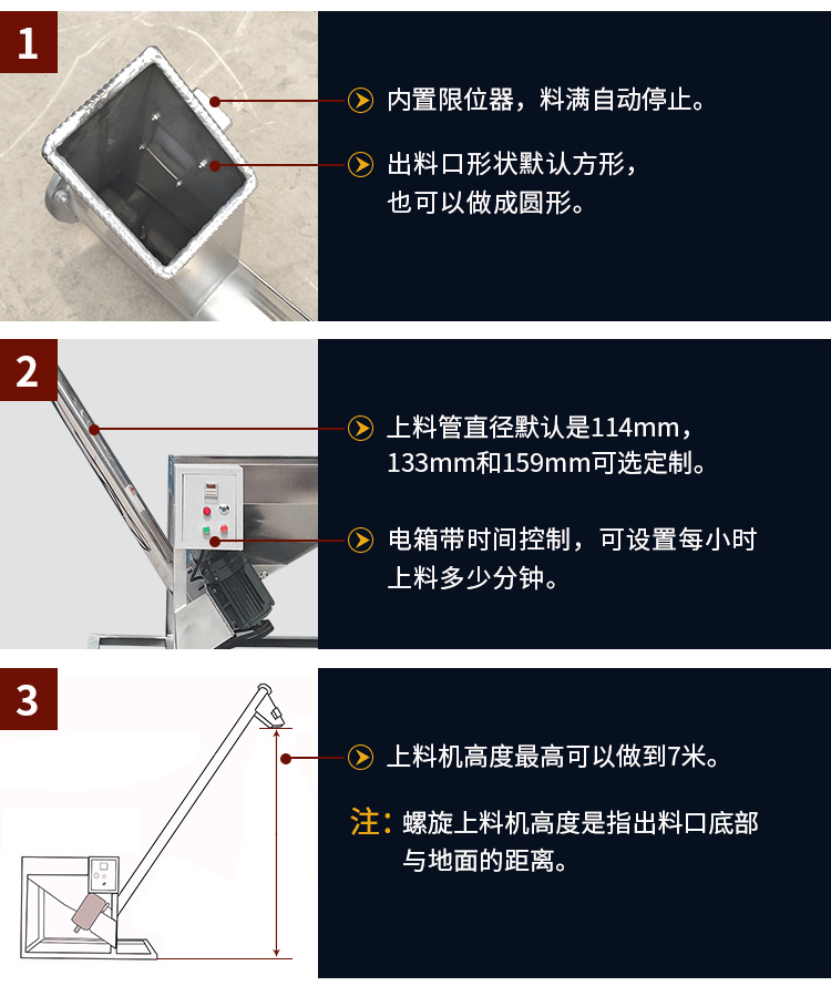 不銹鋼螺旋輸送機(jī)自動(dòng)上料，可定制管徑，高度可做到7米
