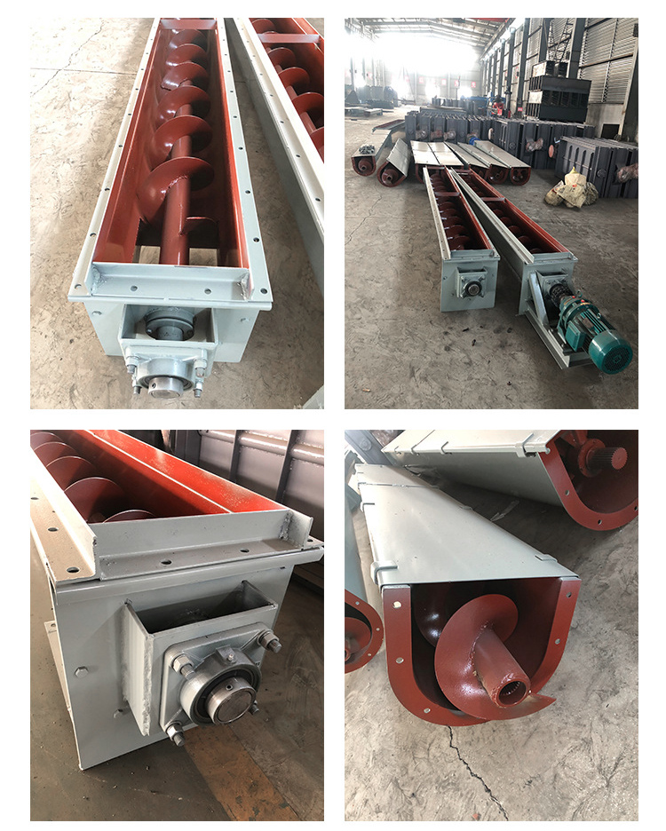 U型螺旋輸送機(jī)細(xì)節(jié)展示，采用不銹鋼材質(zhì)，輸送穩(wěn)定